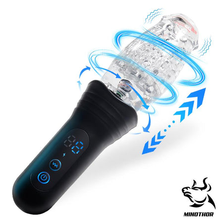 MINOTHOR masturbatore maschile per lui l’uomo rotante 2 motori con spinta e rotazione in silicone ricaricabile USB