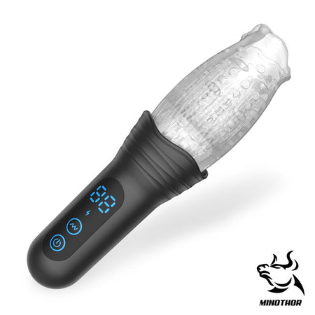 MINOTHOR masturbatore maschile per lui l’uomo rotante 2 motori con spinta e rotazione in silicone ricaricabile USB