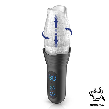 MINOTHOR masturbatore maschile per lui l’uomo rotante 2 motori con spinta e rotazione in silicone ricaricabile USB