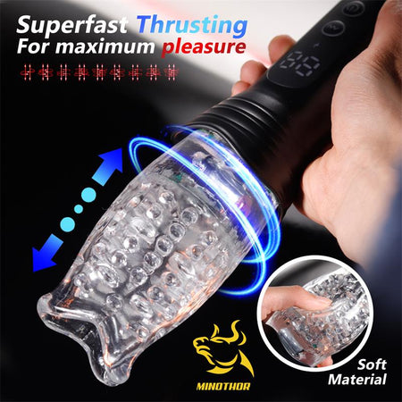 MINOTHOR masturbatore maschile per lui l’uomo rotante 2 motori con spinta e rotazione in silicone ricaricabile USB