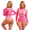 ADALET LINGERIE Yara Completo a Rete a Maniche Lunghe Rosa Fluo Taglia Unica
