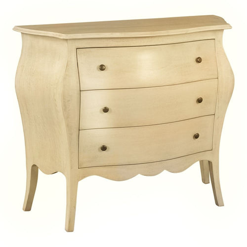 MOBILI 2G - Cassettiera sagomata 3 cassetti legno avorio anticato 116x42X85