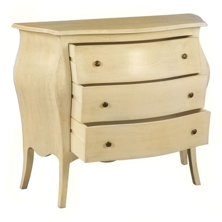 MOBILI 2G - Cassettiera sagomata 3 cassetti legno avorio anticato 116x42X85