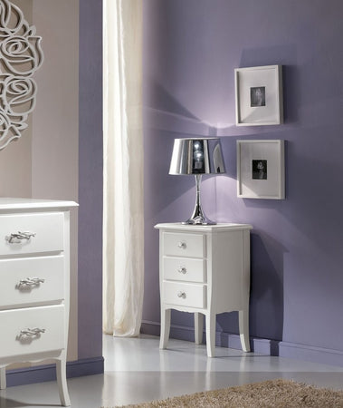 MOBILI 2G - Gruppo 1 Cassettiera 2 Comodini legno Shabby Bianco