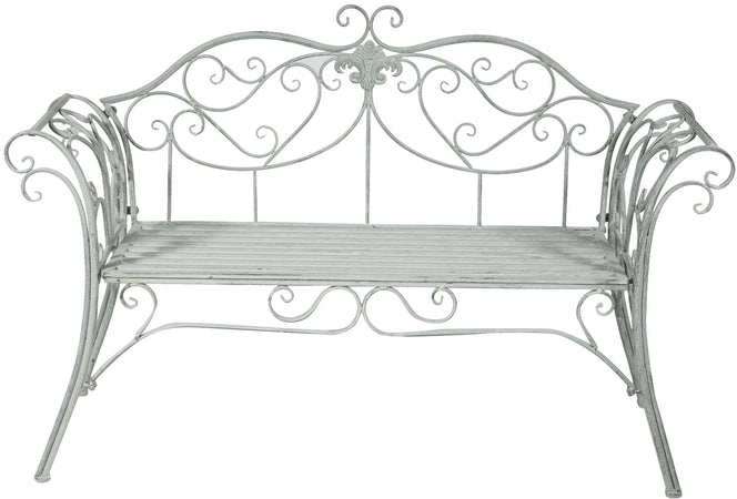 Biscottini Divanetto panca sedia seduta poltrona in ferro finitura grigia anticata L133xPR47xH90 cm