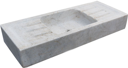 Biscottini Acquaio in marmo bianco L102xPR41xH15 cm Vasca realizzata completamente