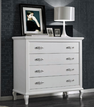 Gruppo 1 Cassettiera 2 Comodini legno shabby bianco
