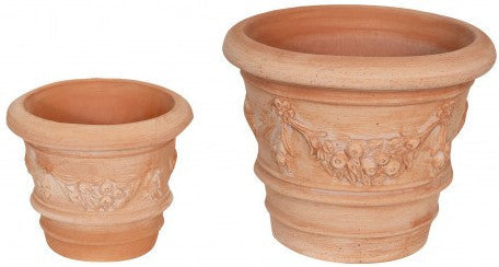 Biscottini Set 2 Vasi Terracotta Galestro Biscottini Fatto a Mano D30x25 D20x17 Made Italy