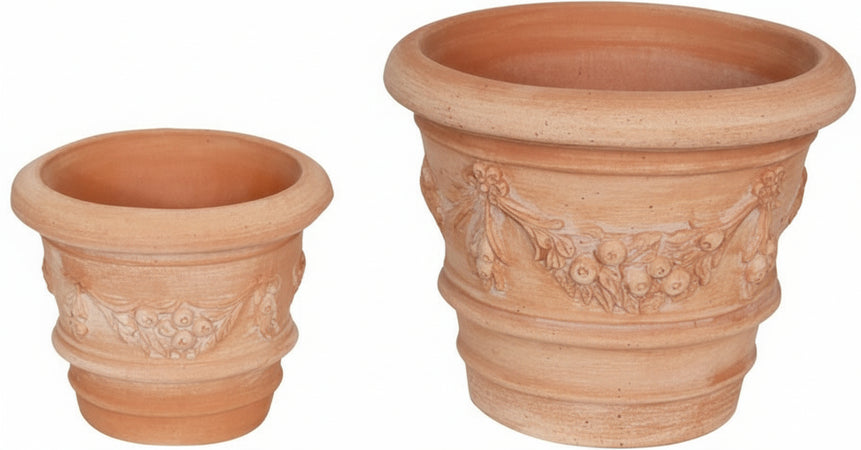 Biscottini Set 2 Vasi ceste ciotole in Terracotta 100% Made in Italy interamente Lavorata a Mano