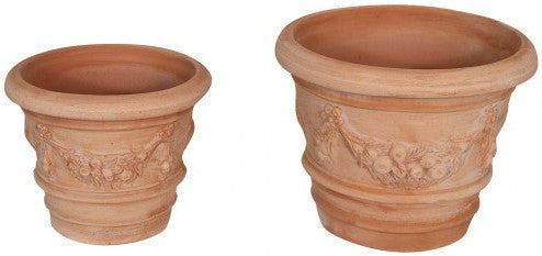 Biscottini Set 2 Vasi Terracotta Toscana Antigeliva Lavorati a Mano Made Italy D40/30