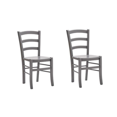 MOBILI 2G - SET 2 SEDIE SHABBY IN LEGNO LACCATO GRIGIO SEDUTA LEGNO