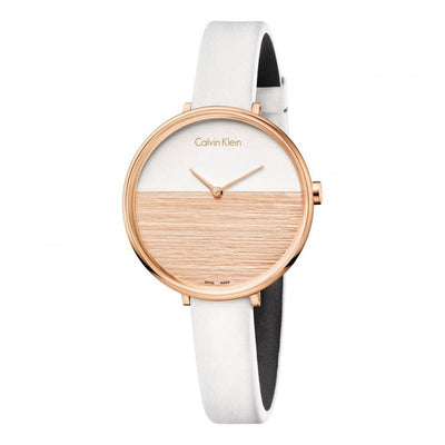 Orologio CALVIN KLEIN donna Rise tempo pelle bianco / oro rosa