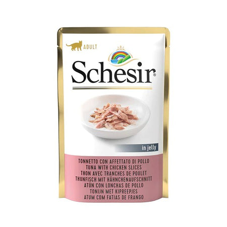 Schesir Jelly Tonnetto con Affettato di Pollo Bustina per gatti Adulti 85gr