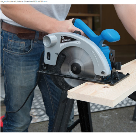 Sega Circolare elettrica regolazione lama taglio legno Silverline 185mm 1200W Silverline