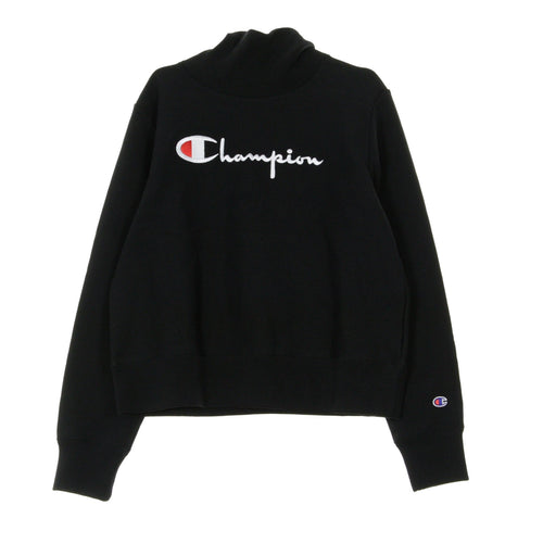CHAMPION Felpa Collo Alto Corta Donna Turtle Neck L/s Sweatshirt Black da donna