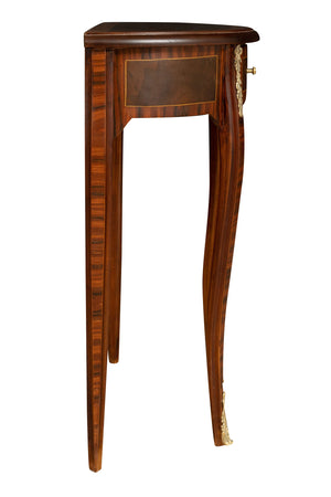 Biscottini Biscottini Tavolino Consolle mezzotondo legno impiallacciato noce intarsi