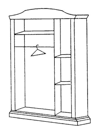 Armadio 3 ante in legno massello bianco cappello tondo 158x56x197H
