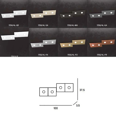 Plafoniera moderna Top Light ECCENTRIC 1156 4L GX53 LED metallo lampada parete soffitto