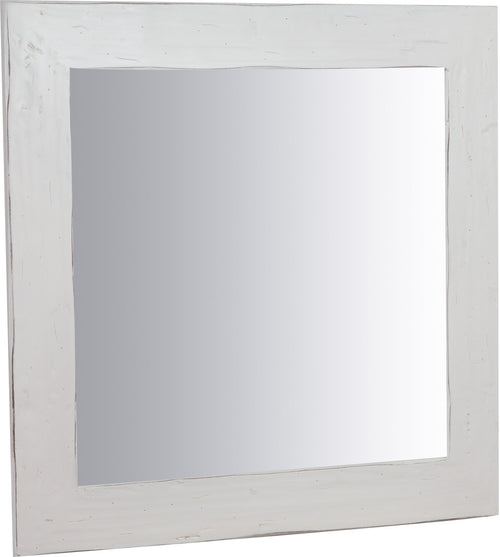 Biscottini Specchiera parete quadrata legno tiglio bianca anticata 80x3x80 Biscottini