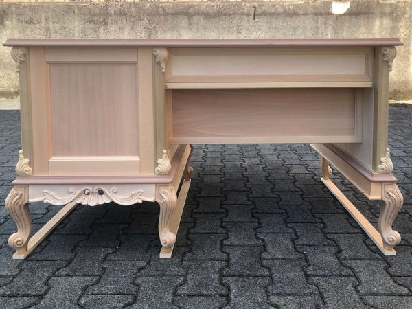 MOBILI 2G - scrivania 4 cassetti classica barocco Legno grezzo 141x89x77