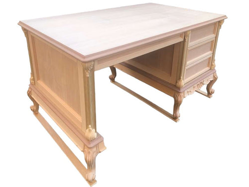 MOBILI 2G - scrivania 4 cassetti classica barocco Legno grezzo 141x89x77