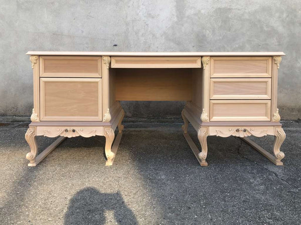 MOBILI 2G - scrivania 6 cassetti classica barocco Legno grezzo 180x87x77