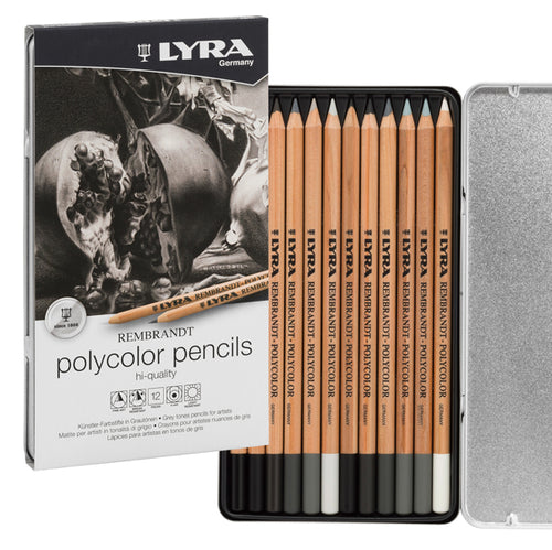 Astuccio Metallo Assortimento 12 Matite Grigie Rembrandt Polycolor Lyra