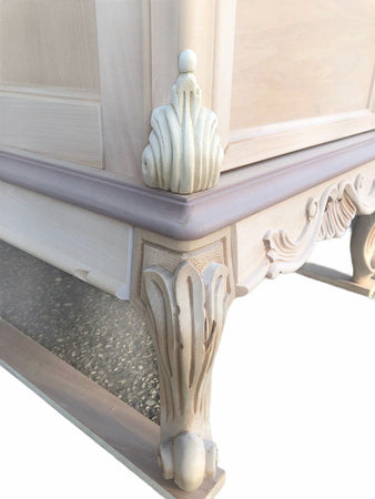 MOBILI 2G - scrivania 6 cassetti classica barocco Legno grezzo 180x87x77