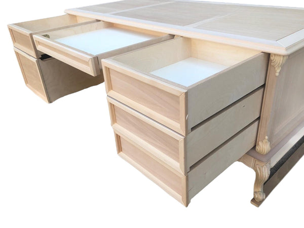 MOBILI 2G - scrivania 6 cassetti classica barocco Legno grezzo 180x87x77