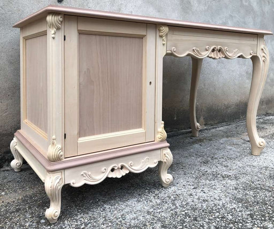 MOBILI 2G - scrivania porta frigo classica barocco Legno grezzo 142x61x78