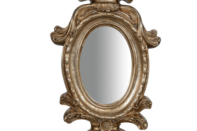 Biscottini SPECCHIERA DA APPOGGIO IN LEGNO FINITURA FOGLIA ARGENTO ANTICATO MADE IN ITALY