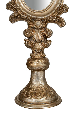 Biscottini SPECCHIERA DA APPOGGIO IN LEGNO FINITURA FOGLIA ARGENTO ANTICATO MADE IN ITALY