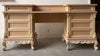 MOBILI 2G - scrivania toilette 10 cassetti classica barocco Legno grezzo 172x42x82