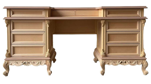 MOBILI 2G - scrivania toilette 10 cassetti classica barocco Legno grezzo 172x42x82