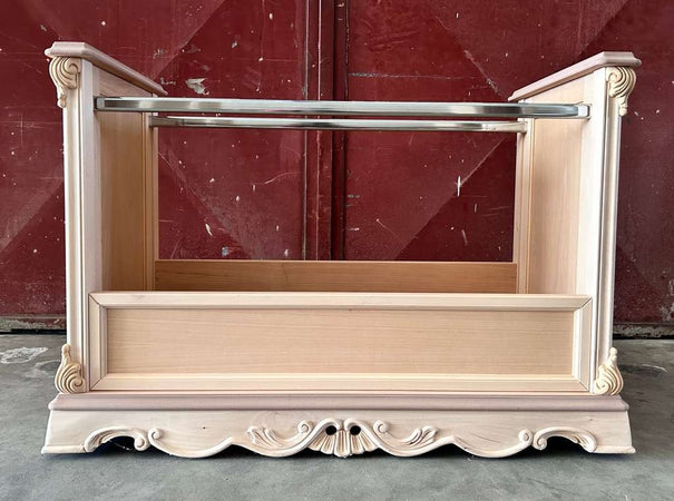 MOBILI 2G - Carrello Porta stoffe classico barocco Legno grezzo 114x56x78