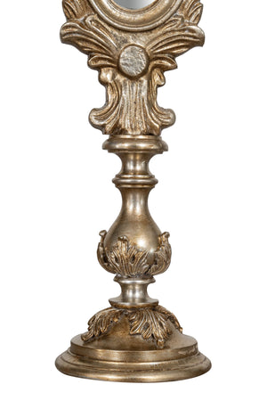 Biscottini SPECCHIERA DA APPOGGIO IN LEGNO FINITURA FOGLIA ARGENTO ANTICATO MADE IN ITALY