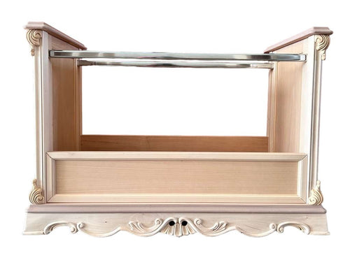 MOBILI 2G - Carrello Porta stoffe classico barocco Legno grezzo 114x56x78