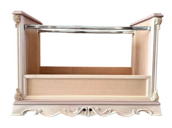 MOBILI 2G - Carrello Porta stoffe classico barocco Legno grezzo 114x56x78