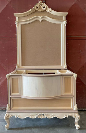 MOBILI 2G - Bagno con specchio classico barocco Legno grezzo 113x60x87