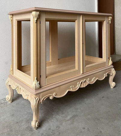 MOBILI 2G - Vetrina 2 ante classica barocco Legno grezzo 113x58x91