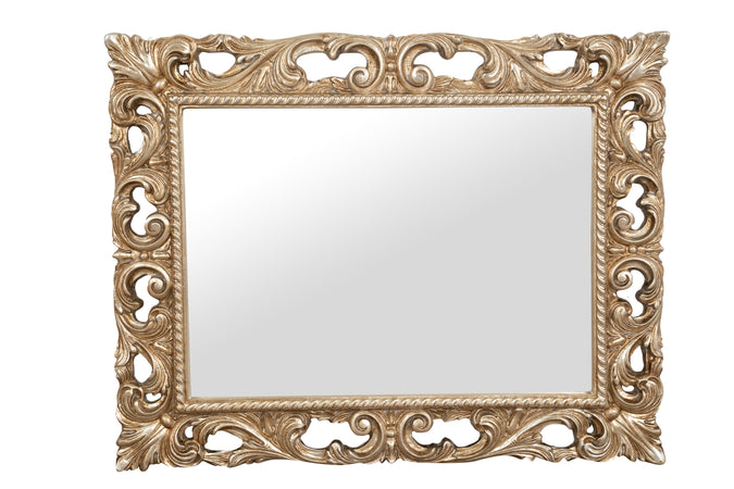 Biscottini SPECCHIERA DA PARETE IN LEGNO FINITURA FOGLIA ARGENTO ANTICATO MADE IN ITALY