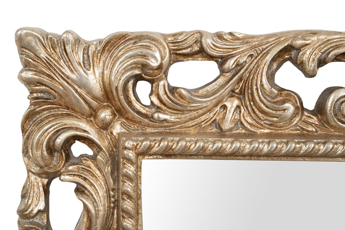 Biscottini SPECCHIERA DA PARETE IN LEGNO FINITURA FOGLIA ARGENTO ANTICATO MADE IN ITALY