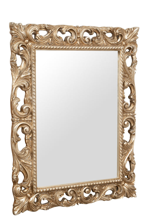 Biscottini SPECCHIERA DA PARETE IN LEGNO FINITURA FOGLIA ARGENTO ANTICATO MADE IN ITALY