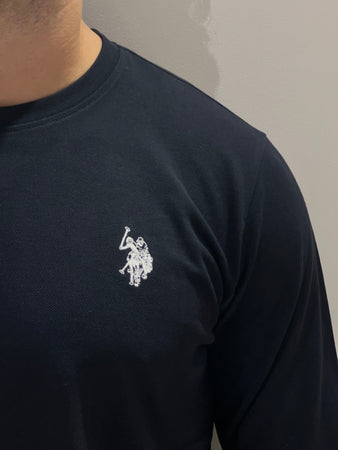 T-shirt manica lunga nido d'ape blu