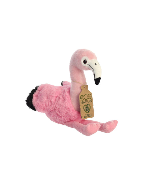 Eco Nation Plush Toy / Cuddly Sitting Flamingo 27 cm Eco-Friendly