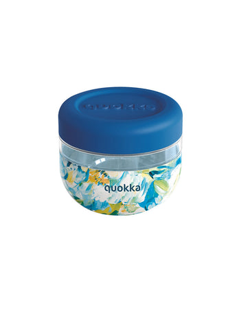 Quokka Bubble Food Jar - Plastic food container / lunchbox 500 ml (Blue Peonies)