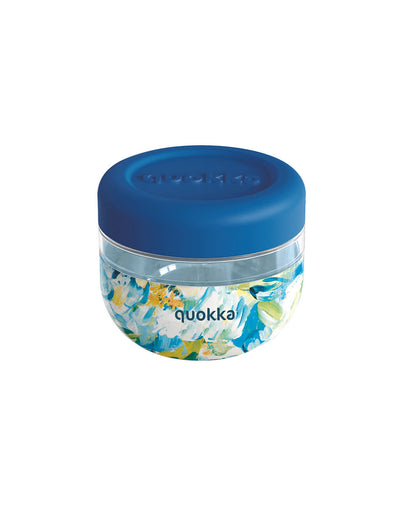 Quokka Bubble Food Jar - Plastic food container / lunchbox 500 ml (Blue Peonies)
