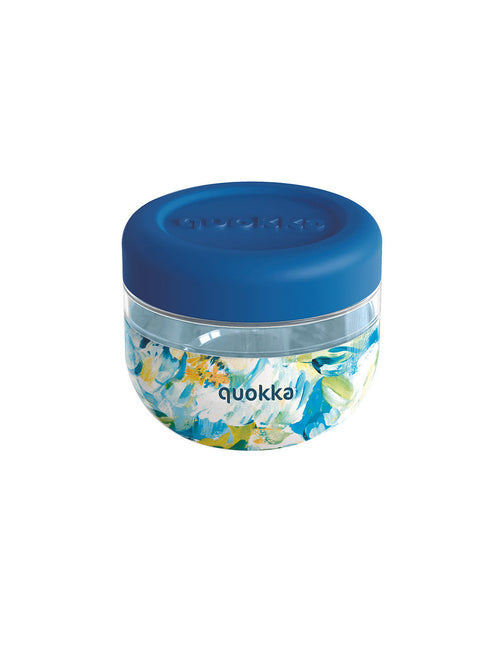 Quokka Bubble Food Jar - Plastic food container / lunchbox 500 ml (Blue Peonies)