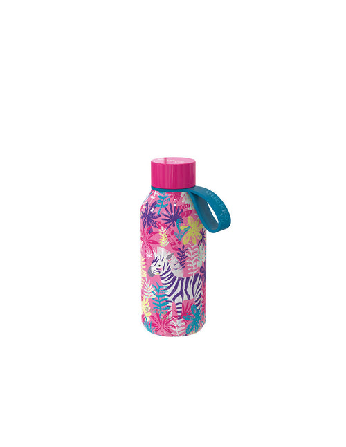 Quokka Solid Kids with strap - Stainless steel double wall vacuum insulated water bottle, portable thermos 330 ml (Zebras)