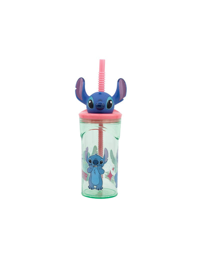 Disney Stitch - Cup with straw and 3D figure from the Flowers collection (360 ml)